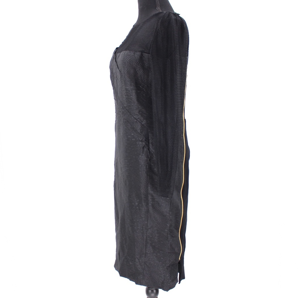 Roland Mouret Magnolia Black Mesh Jacquard Sheath Dress Textured Back Zip 12 M - Picture 5 of 9